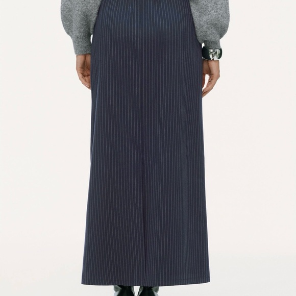 Cider Navy Pinstripe Drawstring Maxi Skirt - Picture 2 of 6